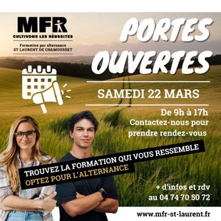 MFR/CFA de Saint-Laurent-de-Chamousset : Portes Ouvertes Samedi 22 mars
